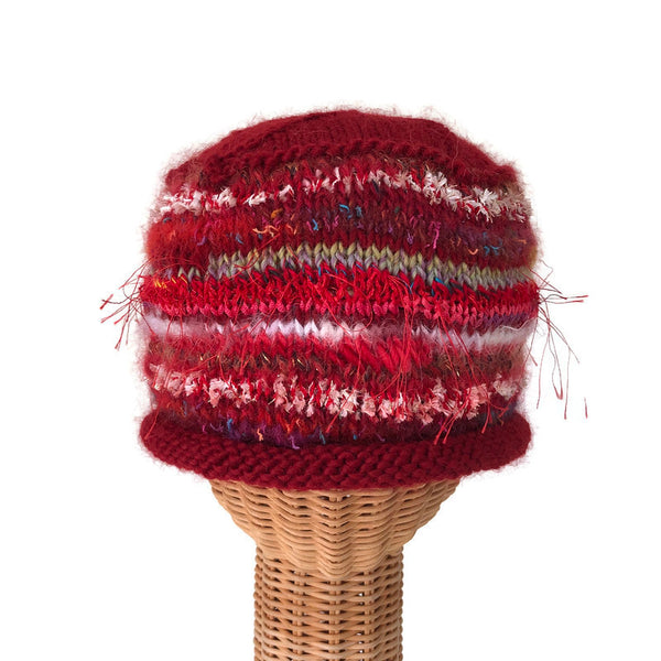 red hand knit beanie