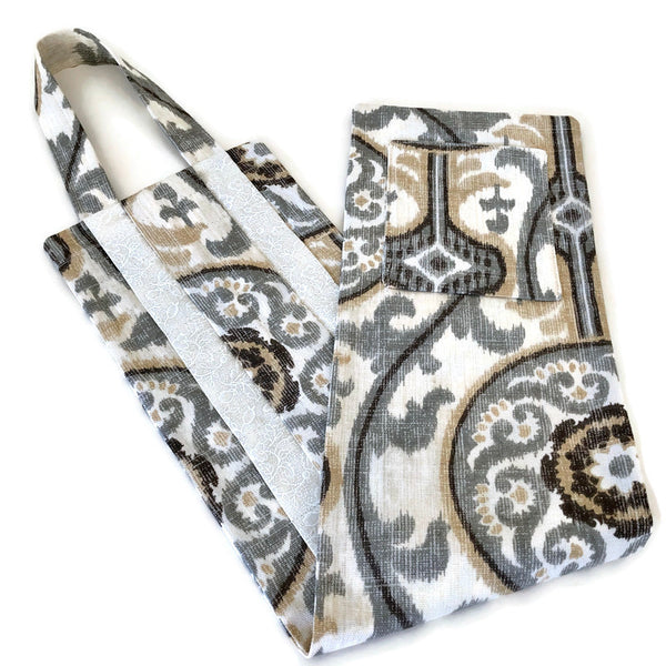 Hanging Circular Needle Organizer Gray and Yellow Ikat