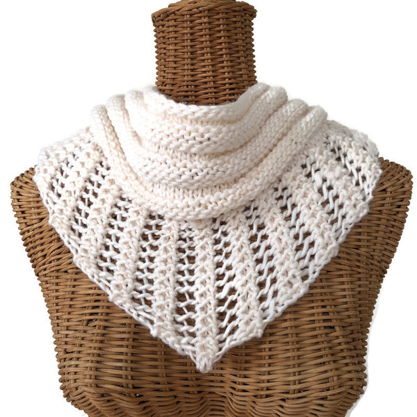 Lacy Knit Scarf Wool & Mohair White