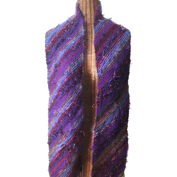 Boho Style Scarf Purple Bias Knit