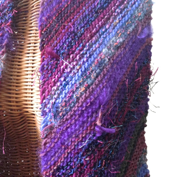 Boho Style Scarf Purple Bias Knit