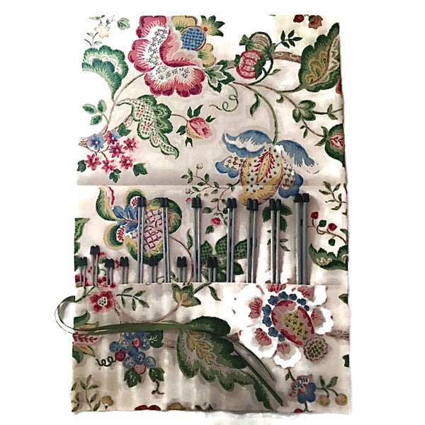 15 Pocket Straight Needle Roll Up Case Rose Floral
