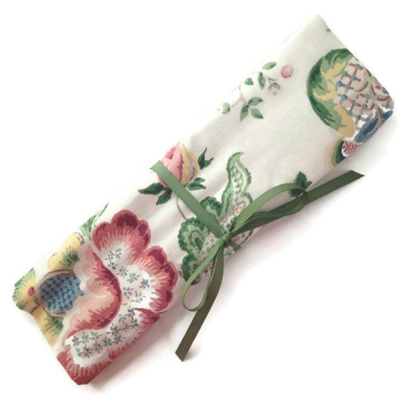 15 Pocket Straight Needle Roll Up Case Rose Floral