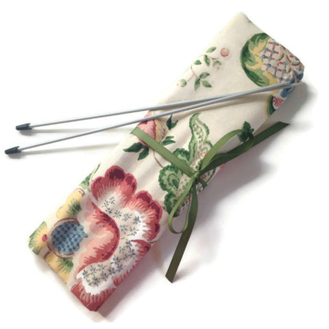 15 Pocket Straight Needle Roll Up Case Rose Floral