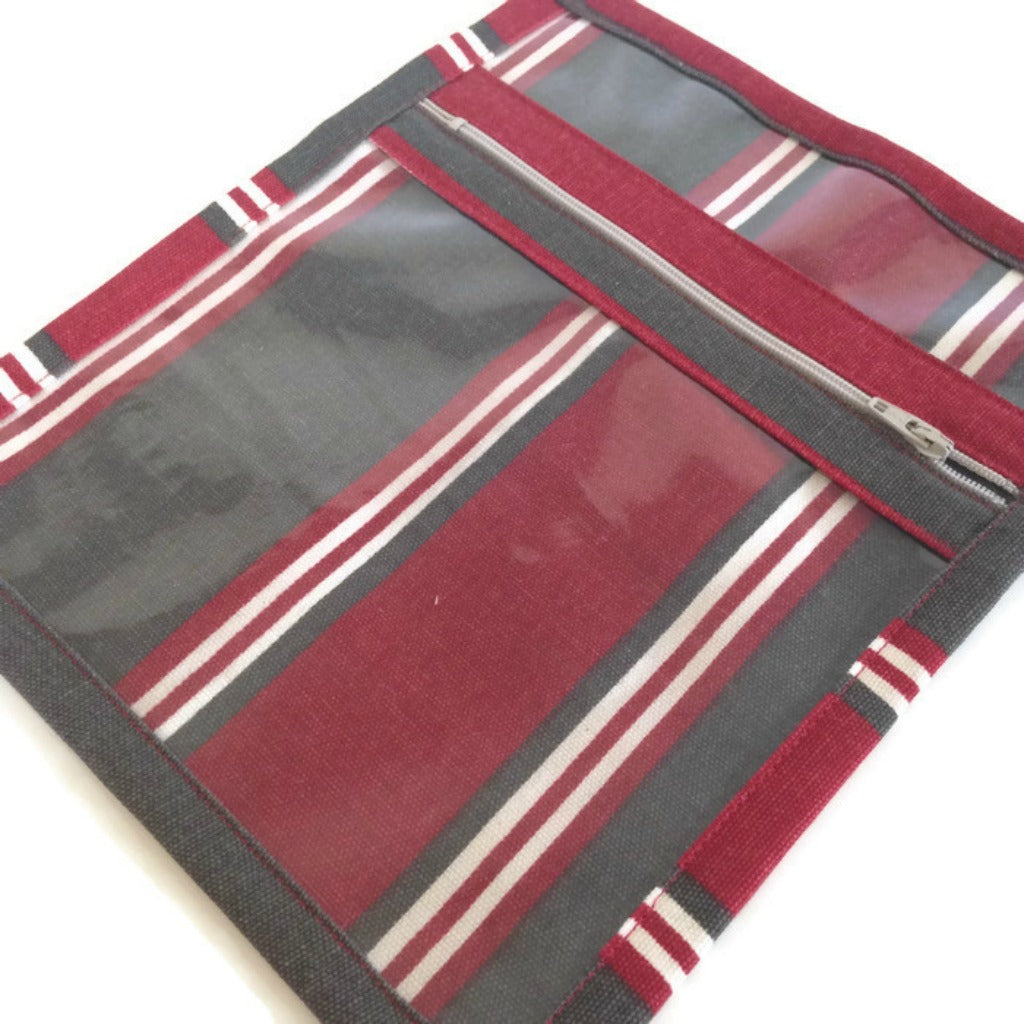 Accessory Bag Red and Brown Stripe