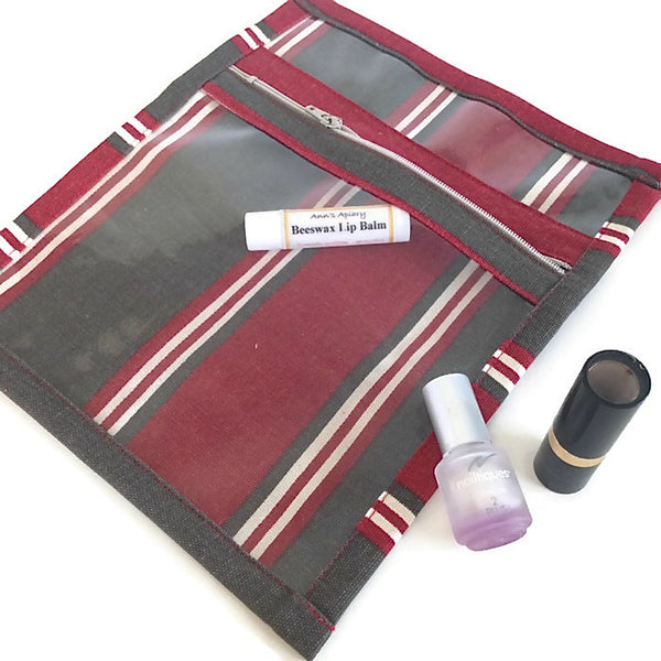 Accessory Bag Red and Brown Stripe