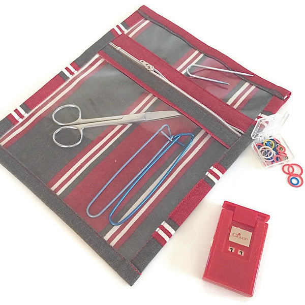 Accessory Bag Red and Brown Stripe