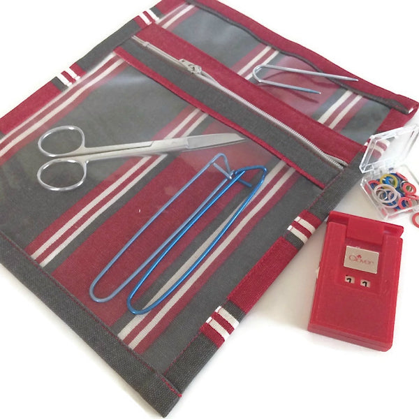 Accessory Bag Red and Brown Stripe
