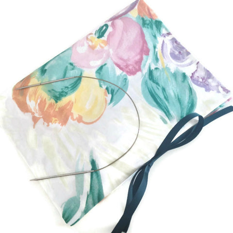 Circular Needle Case Cabbage Rose Floral
