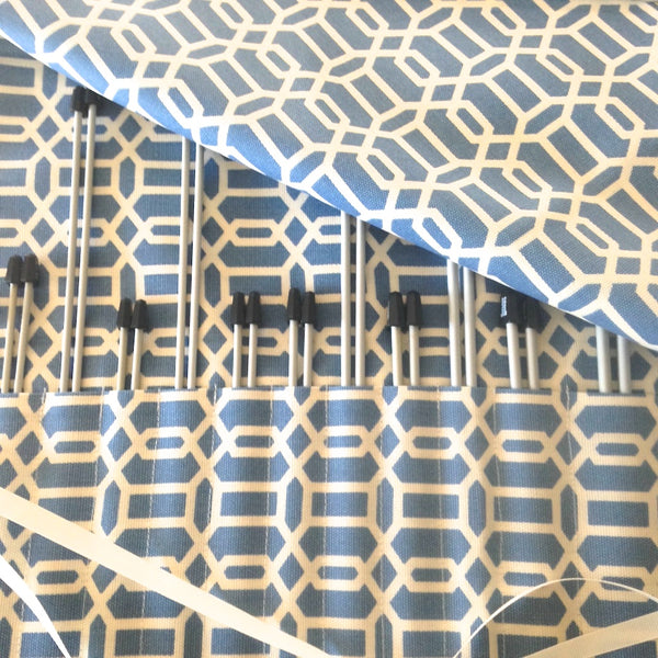 15 Pocket Straight  Needle Roll Up Case Blue Graphic