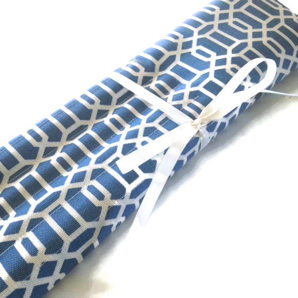 15 Pocket Straight  Needle Roll Up Case Blue Graphic