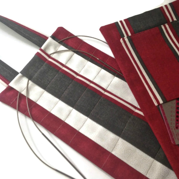 Hanging Circular Needle Organizer Red Stripe - Buttermilk Cottage