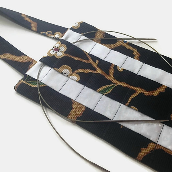 Hanging Circular Needle Organizer Black Floral
