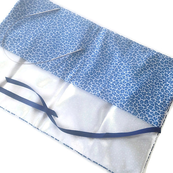 Circular Needle Case Blue Faux Animal Print