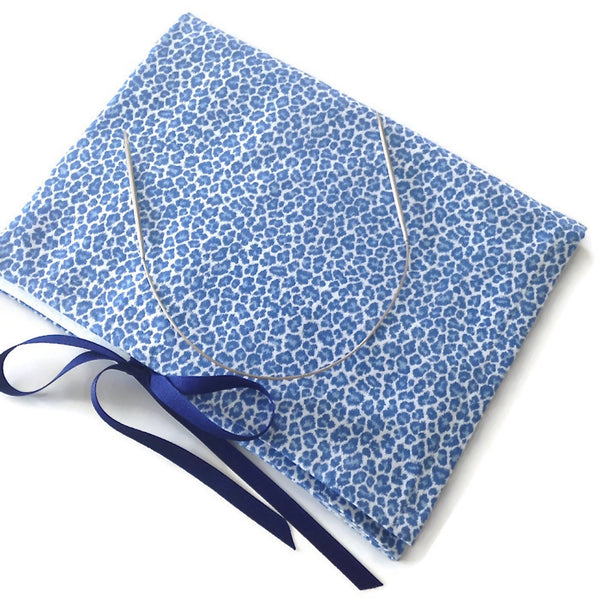 Circular Needle Case Blue Faux Animal Print