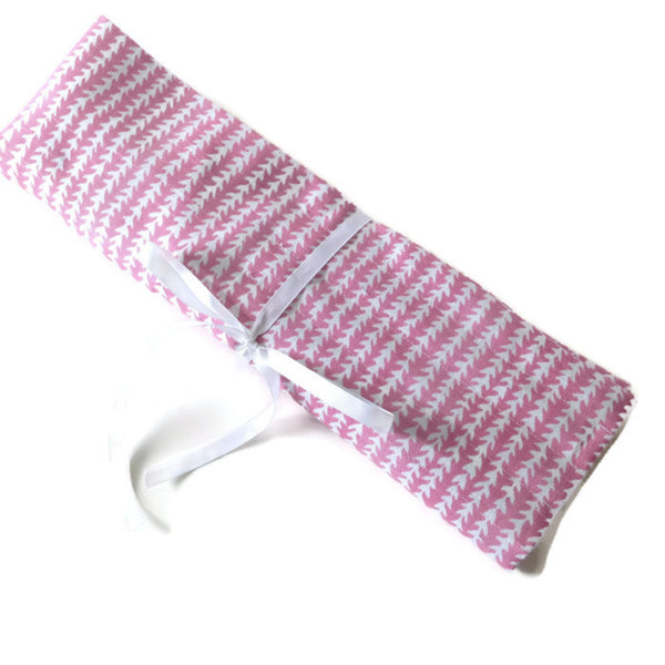 15 Pocket Straight  Needle Roll Up Case Pink Zigzag