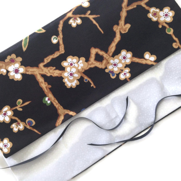 Circular Needle Case Black Oriental Floral