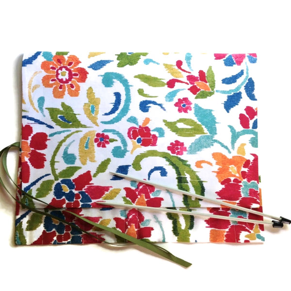 15 Pocket Straight  Needle Roll Up Case Summer Floral