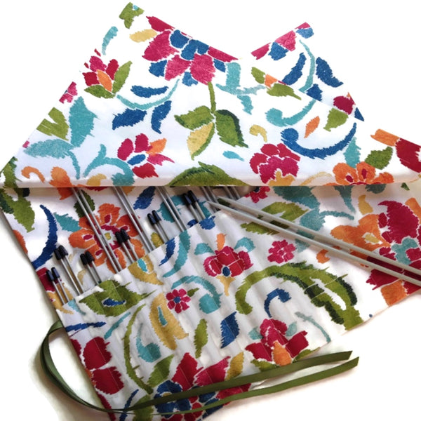 15 Pocket Straight  Needle Roll Up Case Summer Floral