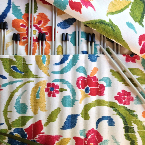 15 Pocket Straight  Needle Roll Up Case Summer Floral