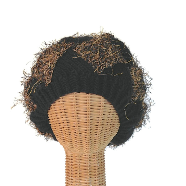 Entrelac Hat Black & Brown