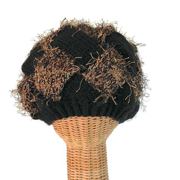 Entrelac Hat Black & Brown