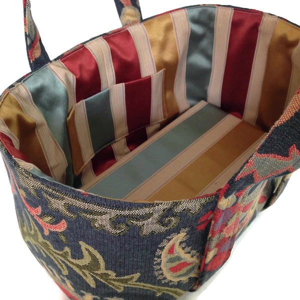 The Small Project Bag Teal Floral Tapestry