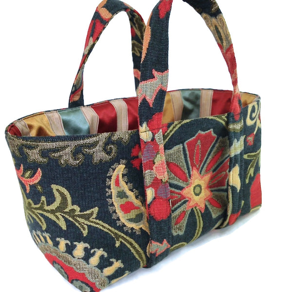 The Small Project Bag Teal Floral Tapestry
