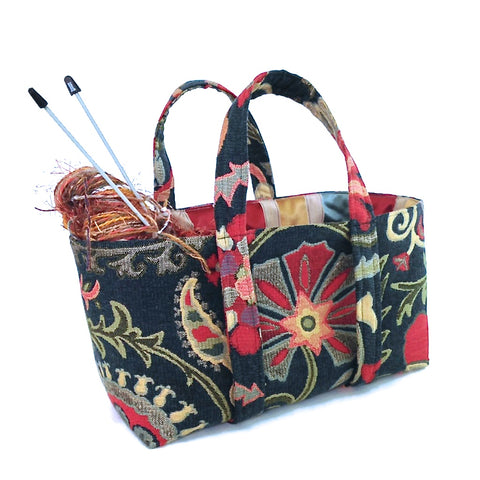The Small Project Bag Teal Floral Tapestry