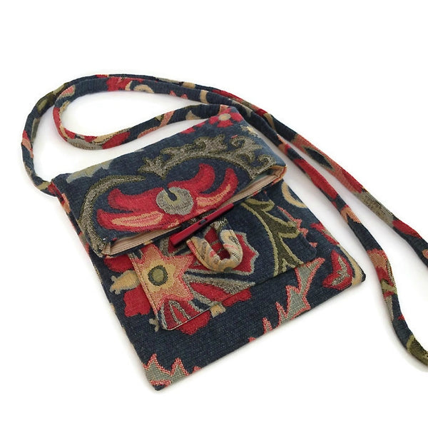 Tag Along Bag Teal Floral Tapestry