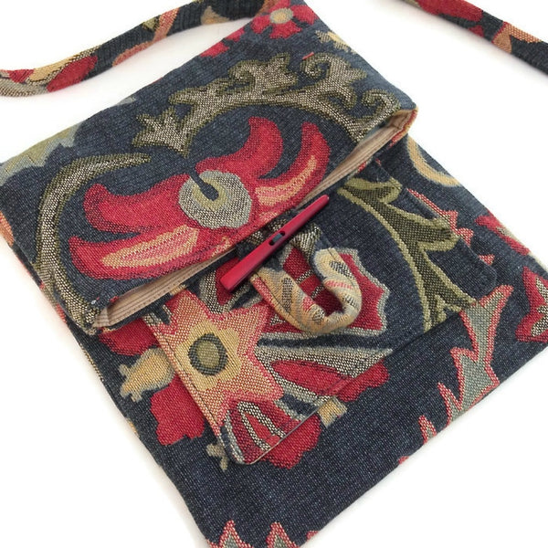 Tag Along Bag Teal Floral Tapestry