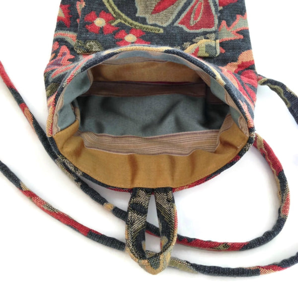 Tag Along Bag Teal Floral Tapestry