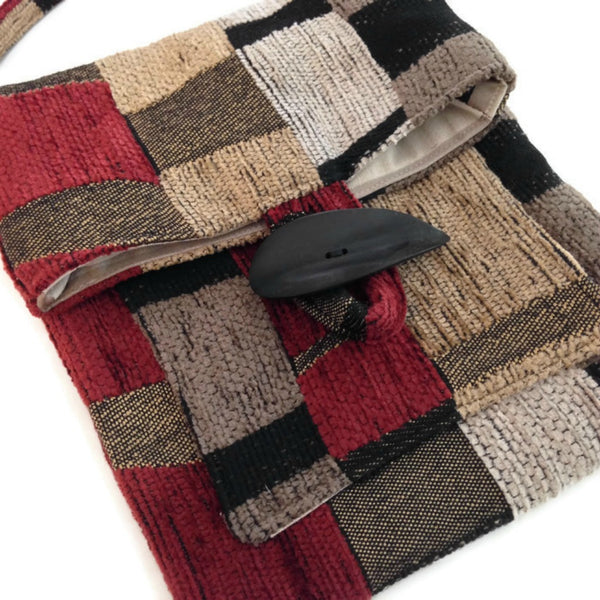 Tag Along Bag Red Black Geometrics