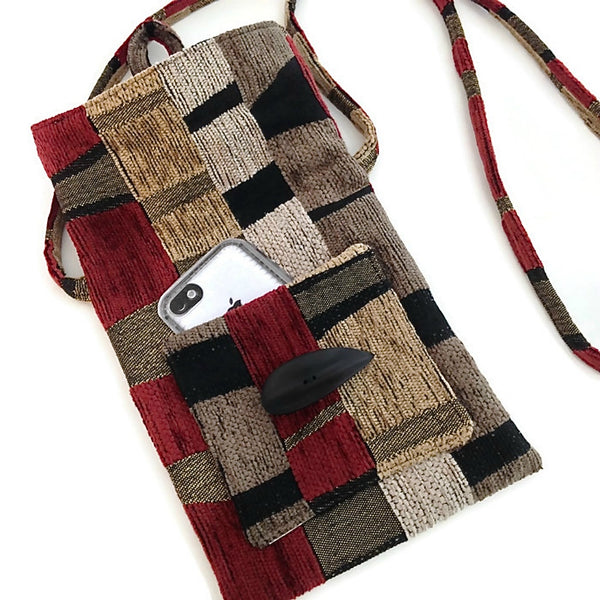 Tag Along Bag Red Black Geometrics