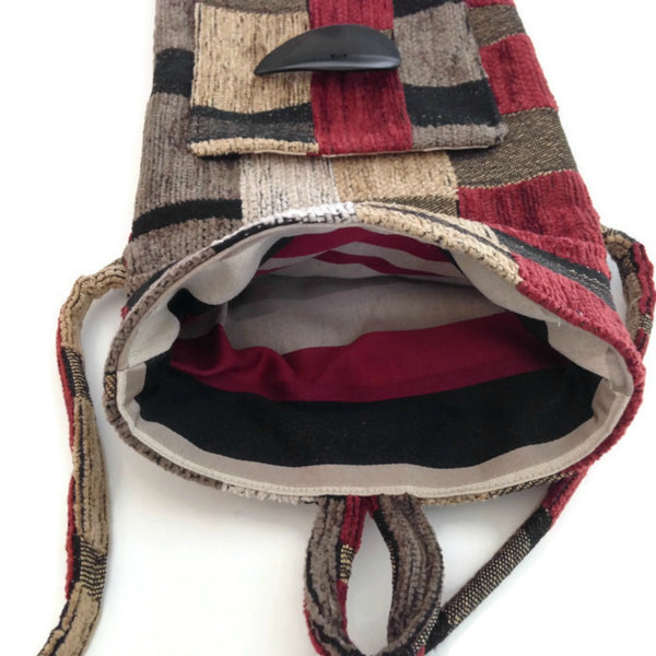 Tag Along Bag Red Black Geometrics