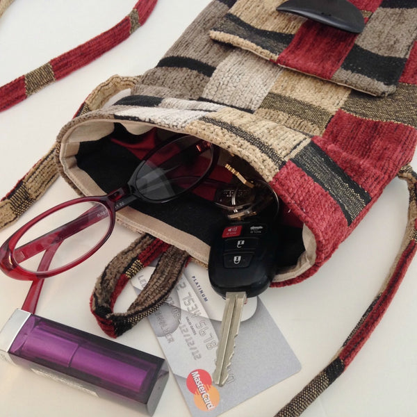 Tag Along Bag Red Black Geometrics