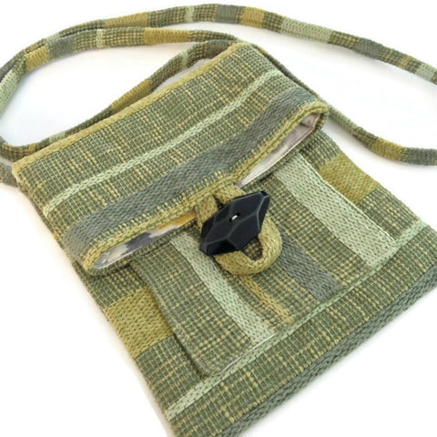 Tag Along Bag Green Woven Stripe - Buttermilk Cottage
