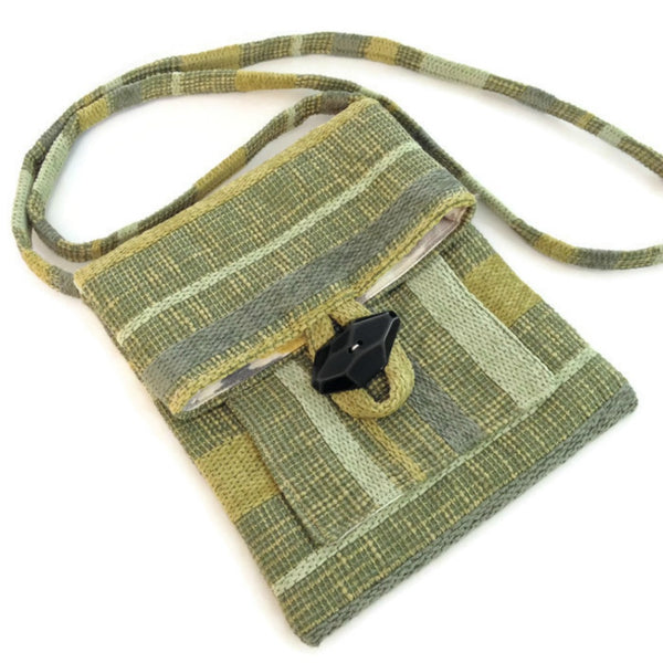 Tag Along Bag Green Woven Stripe - Buttermilk Cottage