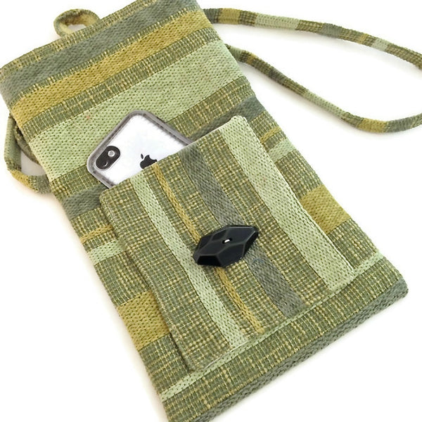Tag Along Bag Green Woven Stripe - Buttermilk Cottage