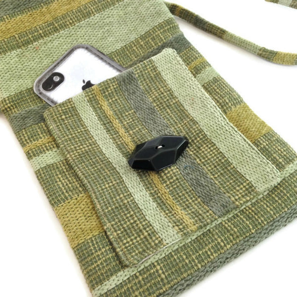 Tag Along Bag Green Woven Stripe - Buttermilk Cottage