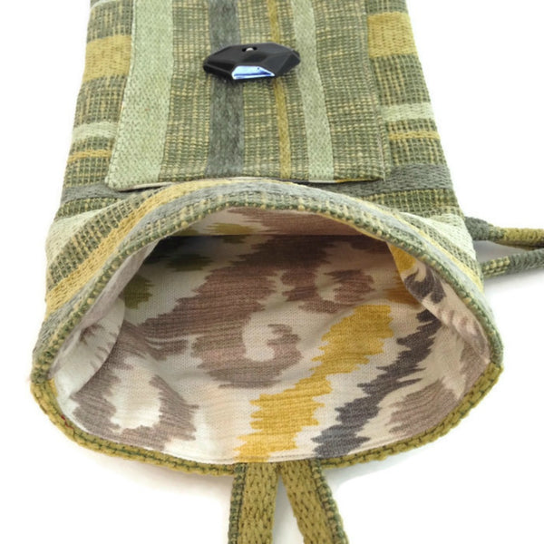 Tag Along Bag Green Woven Stripe - Buttermilk Cottage