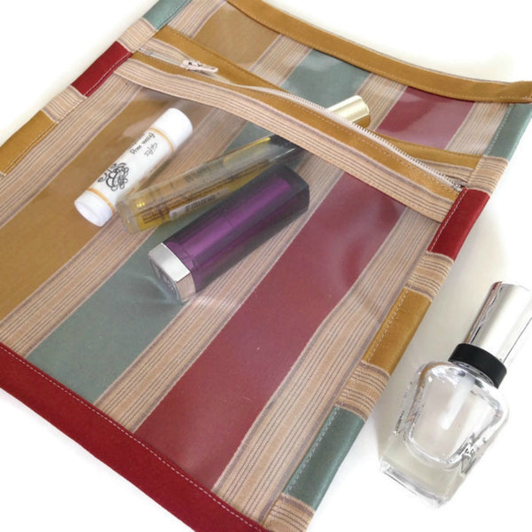 Accessory Bag Gold Aqua Stripe