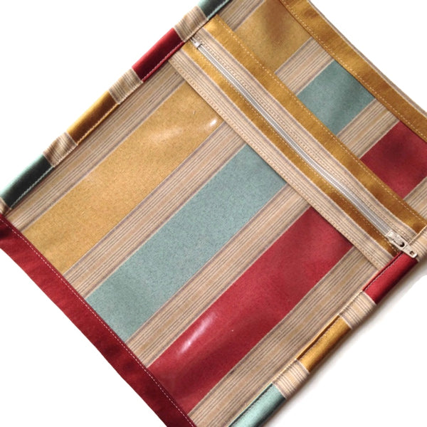 Accessory Bag Gold Aqua Stripe