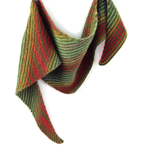 Triangular Scarf Wool Asymmetrical Green