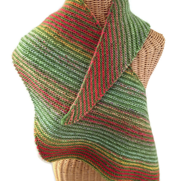 Triangular Scarf Wool Asymmetrical Green