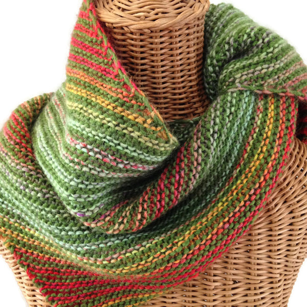 Triangular Scarf Wool Asymmetrical Green