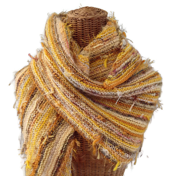 Triangular Scarf Wool Asymmetrical FUSION Gold