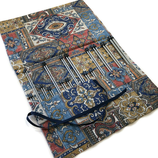 Straight Knitting Needle Roll Up Case Mosaic Motif