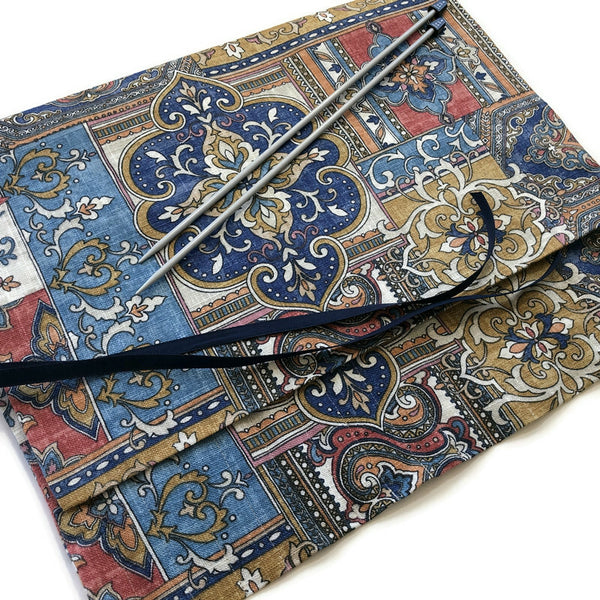 Straight Knitting Needle Roll Up Case Mosaic Motif