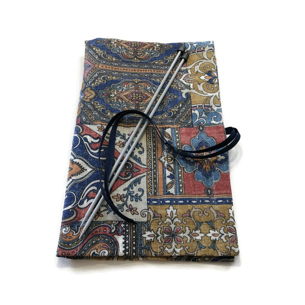 Straight Knitting Needle Roll Up Case Mosaic Motif